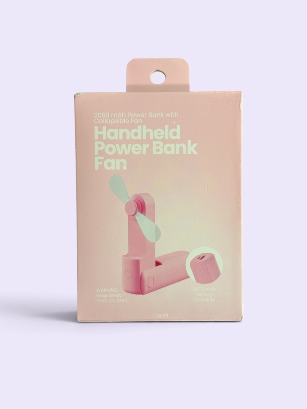 Handheld Power Bank Fan - Pink